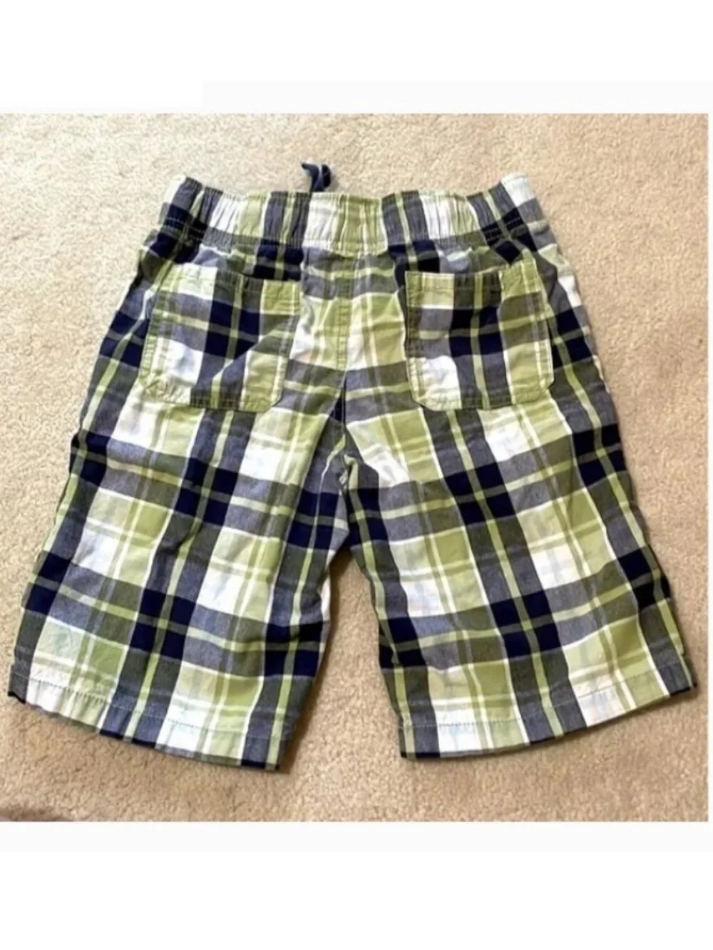 Gymboree Pull-On Shorts Plaid Green Blue Navy Boys Size 8
